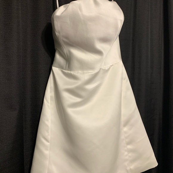 Lulus Soiree Hour White Satin Strapless Bow Mini Dress - Picture 4 of 4